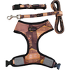 Cute reversible dog harness leash collar set